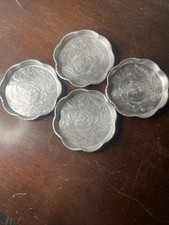 Everlast Forged Aluminum Rose Pattern Coasters Vintage