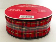 CELEBRATE IT CHRISTMAS/NOEL WIRED RIBBON 2.5" X 100 FT PLAID GREEN RED BLACK