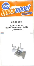Quickboost 49025  1/48 Junkers Ju52 Seats w/Safety Belts for Revell