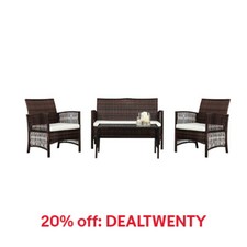 4PC Outdoor Rattan Wicker Sofa Set Sectional Patio Furniture Table Chair