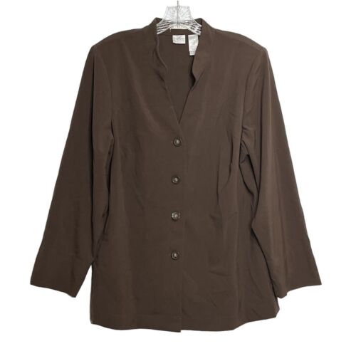 Emma James Stretch Button Down Brown Shirt Top Blouse Size 18W