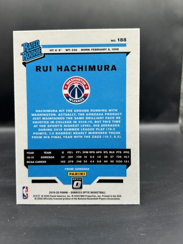 2019-20 Donruss Optic #188 Rui Hachimura - Picture 2 of 2
