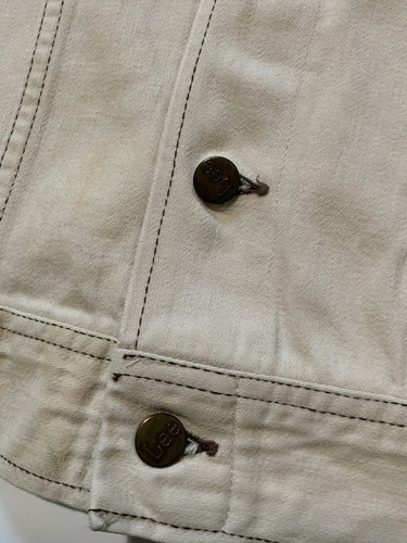Vintage 1970s Lee M.R. Made USA Beige Brushed Denim Western Trucker Jean Jacket - Picture 6 of 15