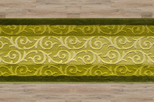 Non Slip Hallway Carpet Runner Rug, Scroll Green, Sold and Priced Per Foot - Picture 2 of 6