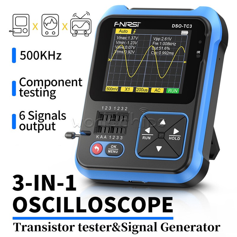 3 in 1 FNIRSI DSO-TC3 Digital Oscilloscope Transistor Tester Signal Generator