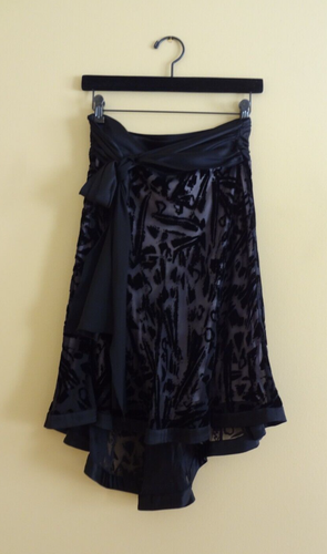 Diane von Furstenberg Black Velvety Silk Bustle with Waist Ties Skirt in size 2 - 第 1/12 張圖片
