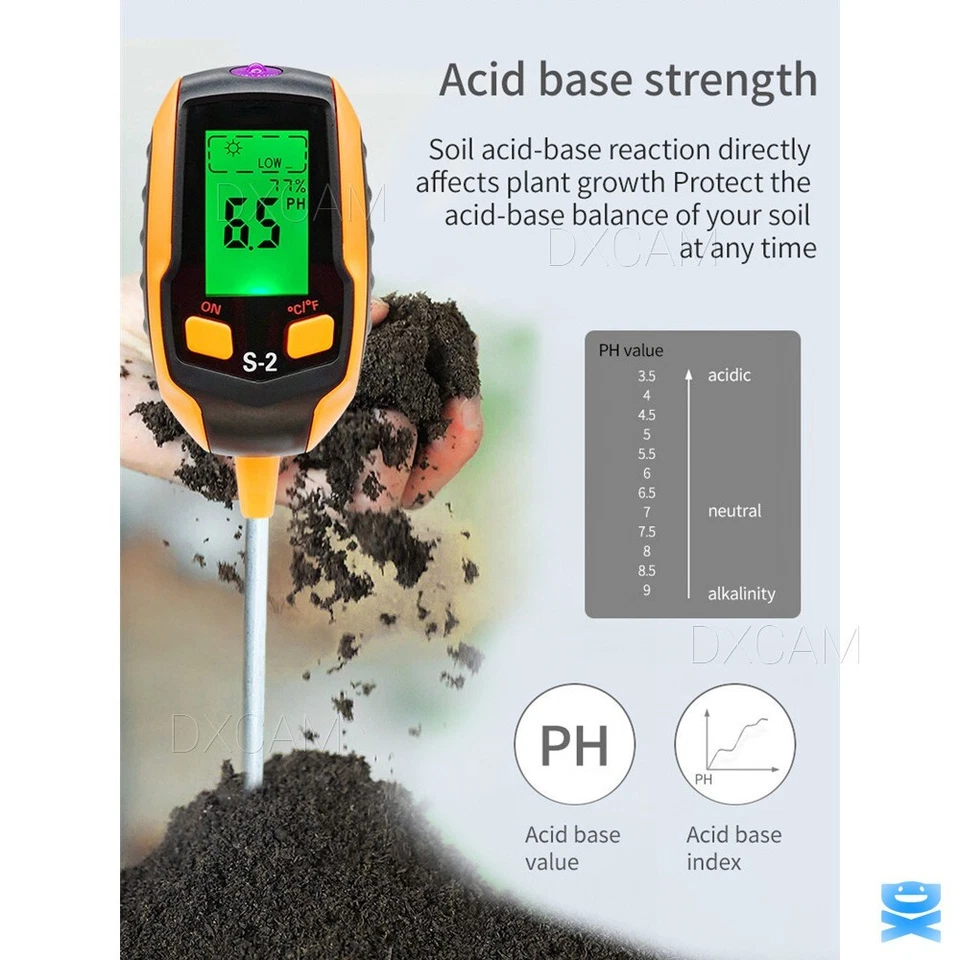 Probador digital de pH 5 en 1 LCD medidor de temperatura del agua para plantas de humedad Foto 4 de 4