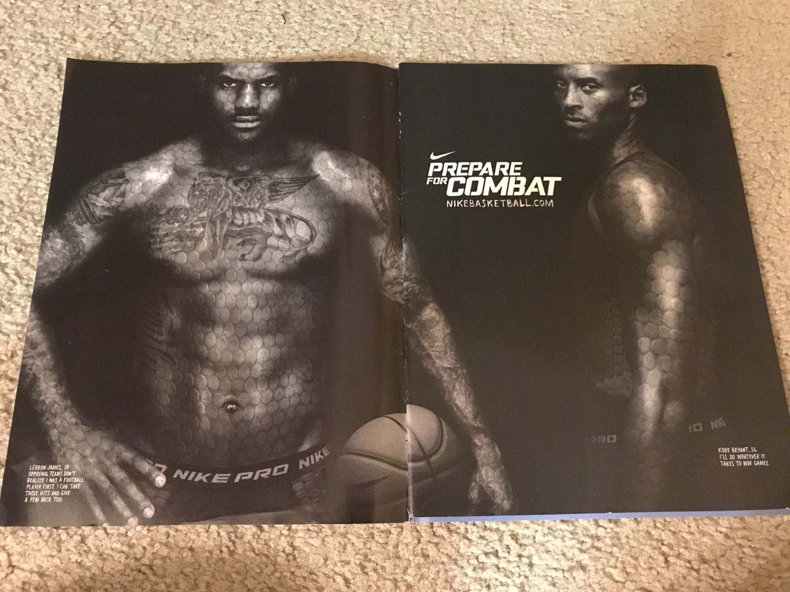 Vintage 2010 NIKE KOBE BRYANT & LEBRON JAMES Basketball Shoes Poster Print Ad