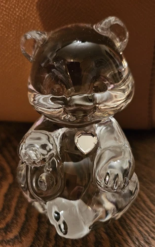 Fenton Crystal Glass Birthday Bear April “Diamond” Figurine Paperweight Vintage