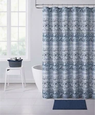 VCNY Home Riperton 15-Pc. Bath Basket Geometric Shower Bundle Set - Blue / White