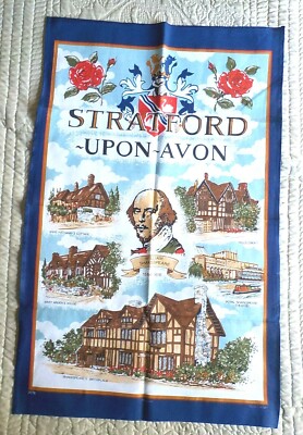 STRATFORD UPON AVON William Shakespeare Cotton Tea Towel Made in Britain # 9679