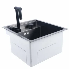 15-inch Hidden RV Kitchen Sink Bar Sink with Folding Faucet Cover Drain Pipe 