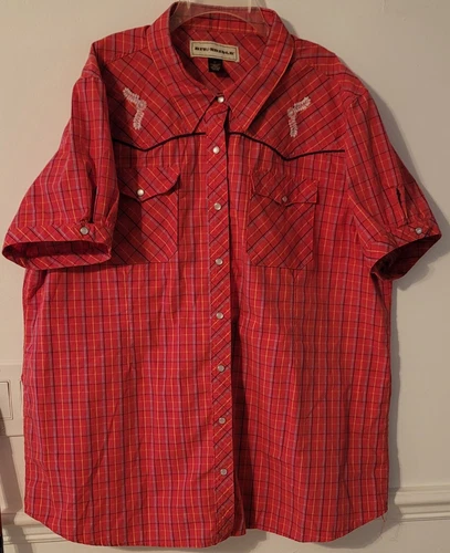 Bit & Bridle for Women Embroidered Pearl Snap Western Shirt Size XXL Pink Plaid