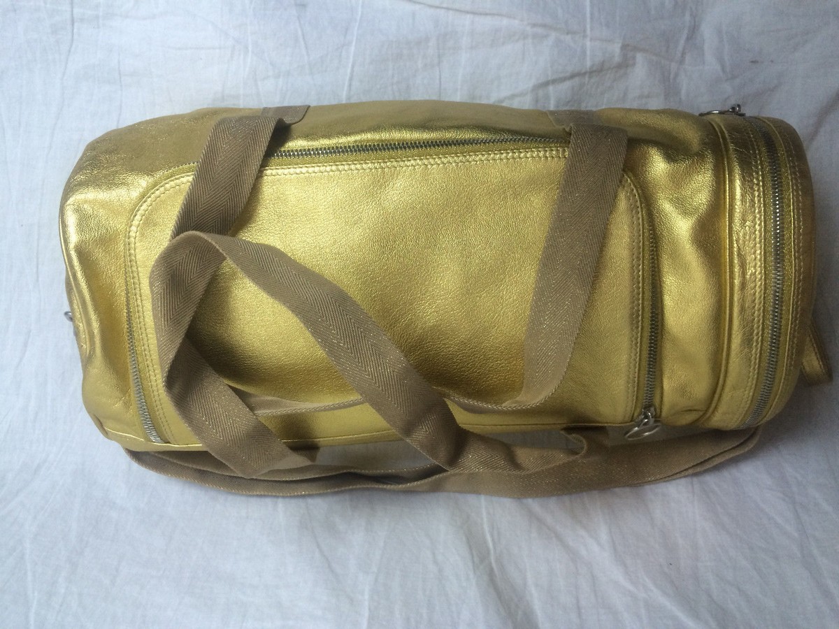 Dior Homme Leather Duffle Bag Gold Overnight Weekend Gym Dior Homme Leather Duffle Bag Gold Overnight Weekend Gym