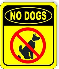 NO DOGS YELLOW DOG POOPING Metal Aluminum composite sign