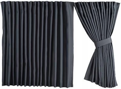 LKW Gardinen Scheibengardine Vorhänge Graphit Universal 2 x 240 cm/ 85 cm