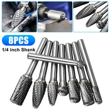 8Pcs Tungsten Carbide Burrs Rotary Burr Set Head 1/4'' Shank Die Grinder Bit US