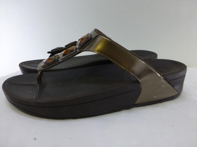 FITFLOPS Sandals bronze slip slide flip flops thongs womens 10 42 wobble board | eBay