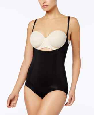 Assets by Spanx L73007 Black Open-Bust Panty Bodysuit Size L