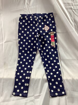 Faded Glory Leggings Girls size 6-6x Small Blue w white dots pull