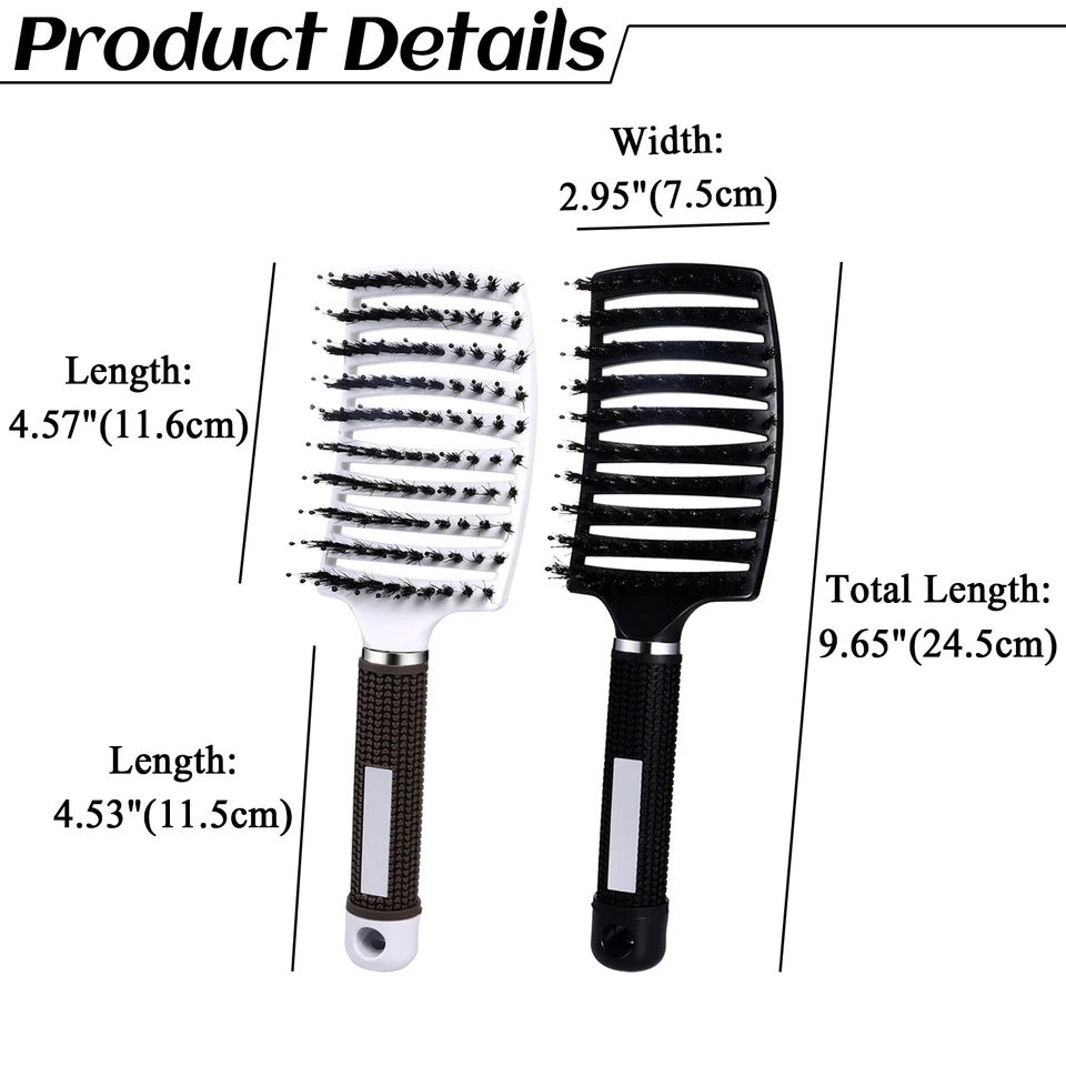 Cepillo de cerdas de nailon para desenredar el cabello cuero cabelludo peine cepillo 2 piezas Foto 4 de 4