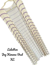NWT Lularoe Joy Duster Vest- Classic Cream with Lavender Stripes- XL