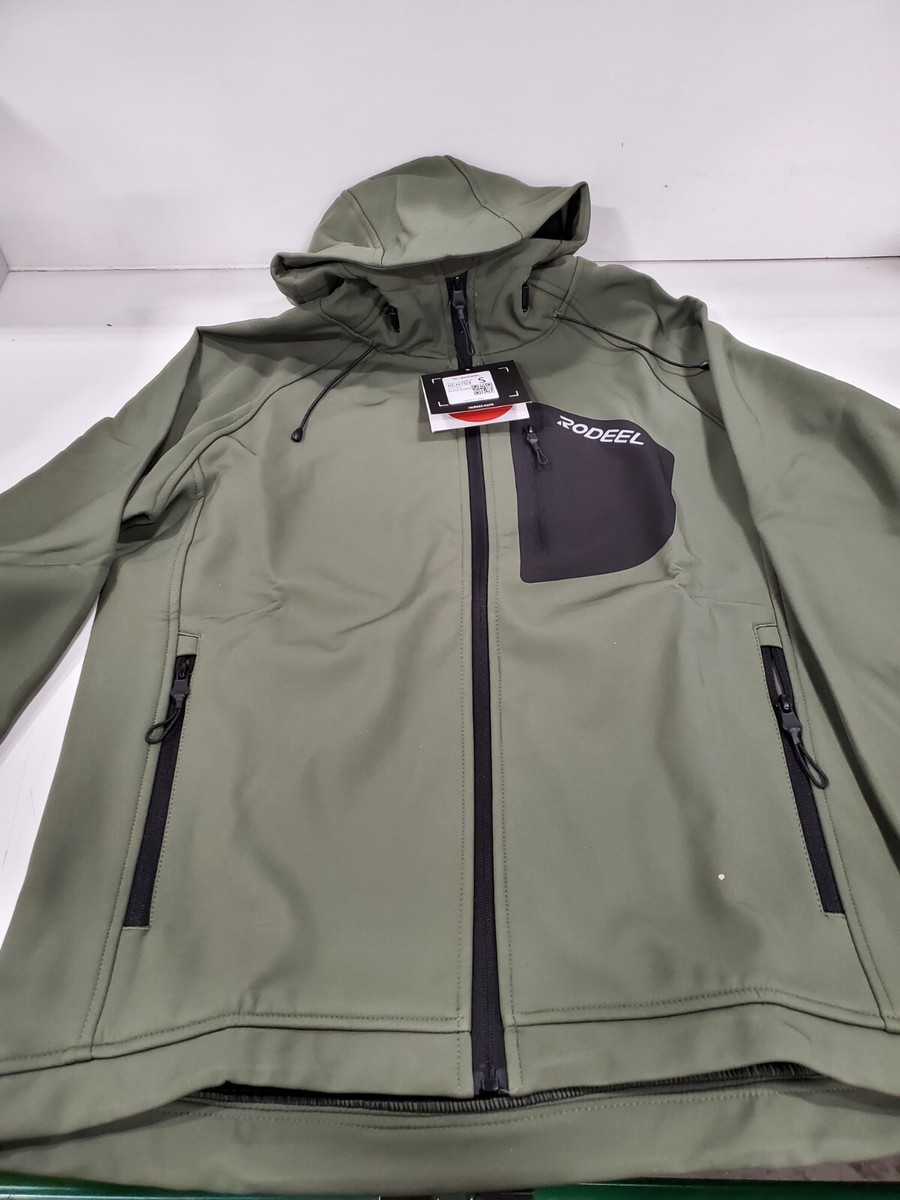 Rodeel Men's Softshell Front-zip Jacket Fleece Lined Windproof Breathable  Hooded