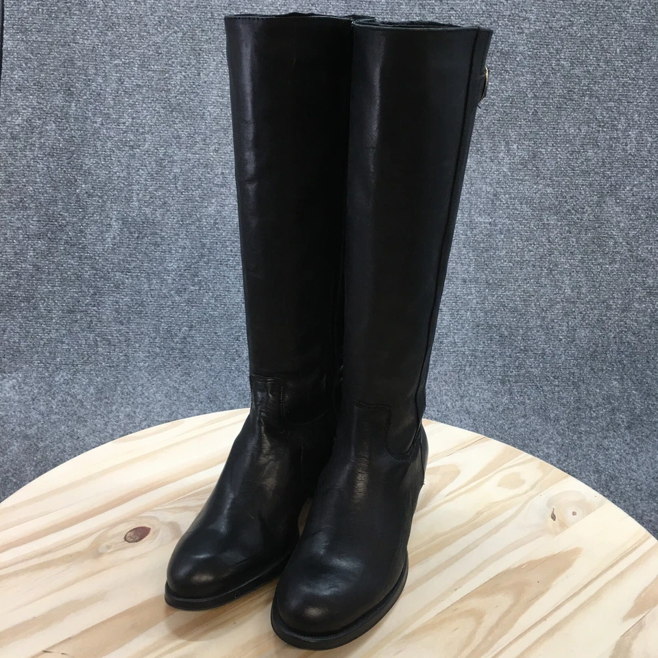 Helene Rouge Boots Womens 36 Tall Knee High Ridng Black Leather Side Zip Heels - Image 3 of 4