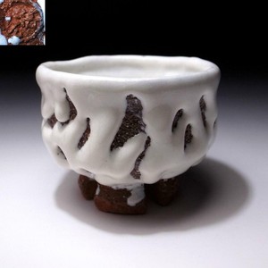 @NB49: Japanese Hagi Ware Tea Bowl with Notched foot by Seigan Yamane, Oni-Hagi