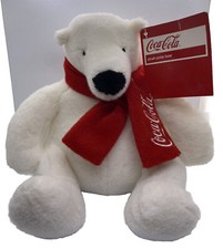 Coca-Cola Polar Bear Plush 7" White Sitting Red Scarf Stuffed Animal Soft 2013