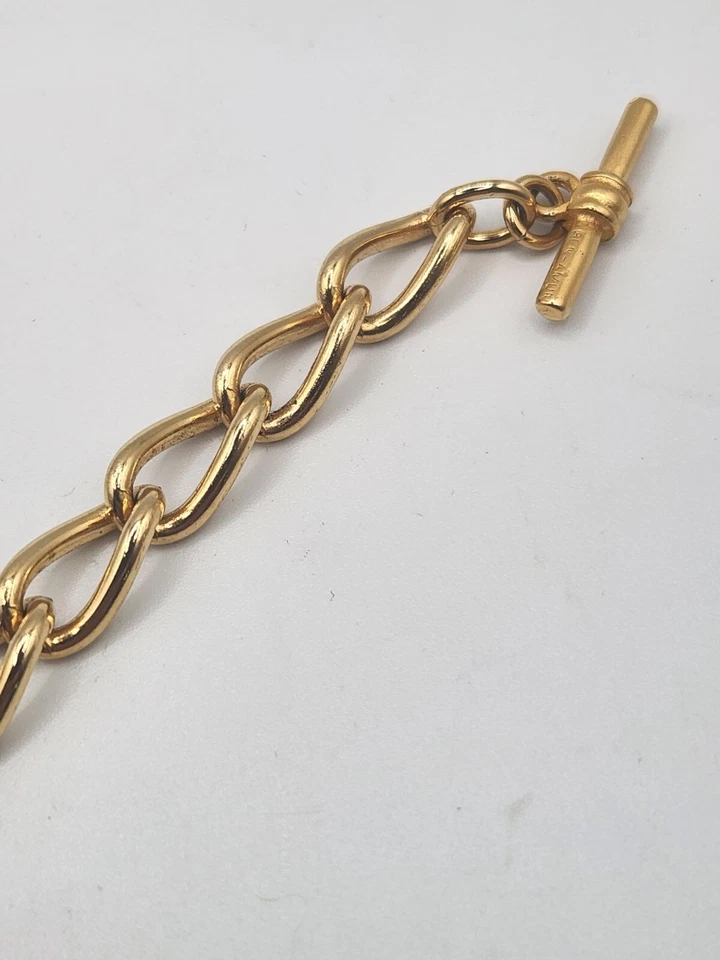 Ben Amun Chain Bracelet Gold Colored Toggle Faux Pearl  7.25"  24kt plated - Image 3 of 4