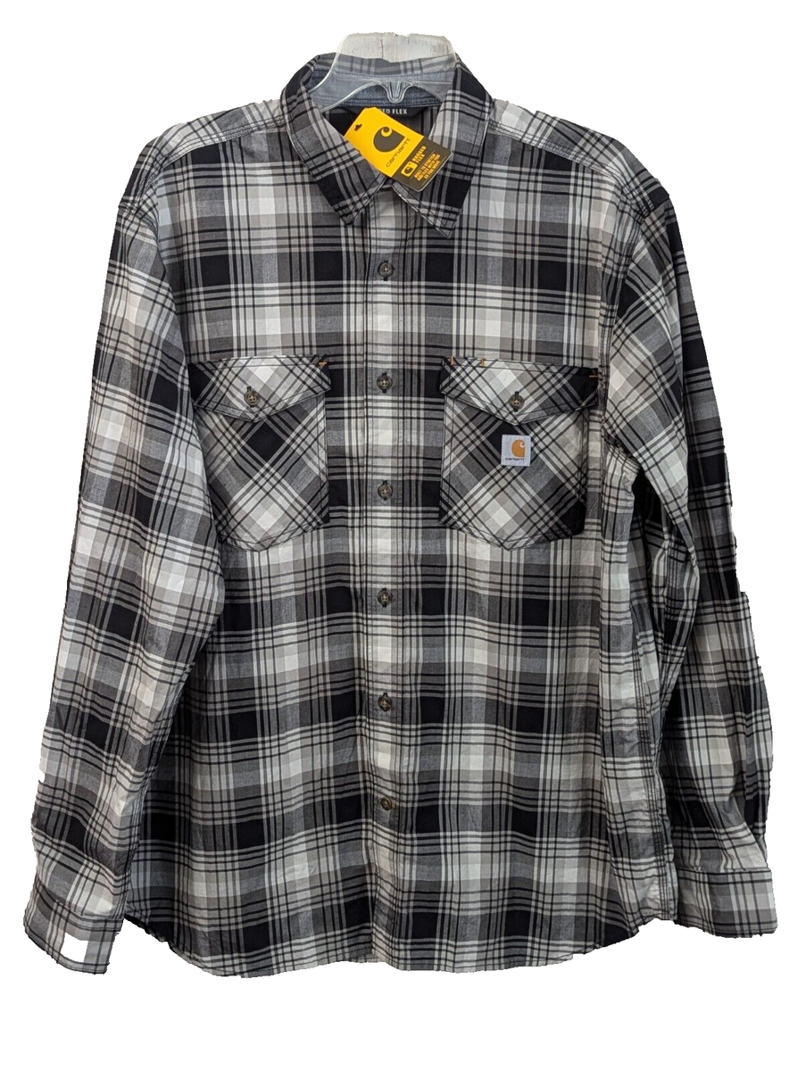 Carhartt ★ 大人のスタンダードシャツ フェンドリック チェック Carhatt Men's L Rugged Flex Relaxed Fit Lightweight Long