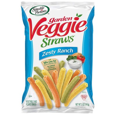 Sensible Portions Veggie Straws, Zesty Ranch Flavor, Gluten-Free Chips, 4.25 Oun