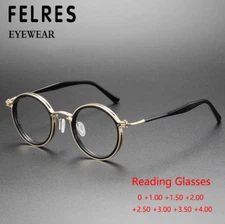 New Men Round Anti Blue Light Reading Glasses Clear Lens Presbyopic Readers 