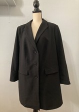 Ellos Women's Long Coat Size 16 Black Pockets Lined 3 Button Stretch