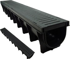 Plastic Drainage Channel Plastic Grating + end cap 5 Pack Heavy Duty Channel