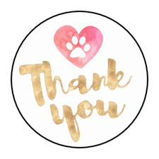 30 THANK YOU PAW PRINT ENVELOPE SEALS LABELS STICKERS 1.5" ROUND GIFTS TAGS