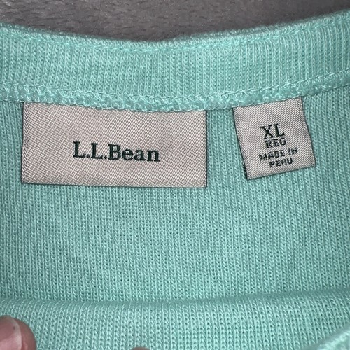 Vintage LL Bean Knit Sweater Womens XL Green Beige Stripe 3/4 Sleeve Boat Neck - Picture 8 of 11