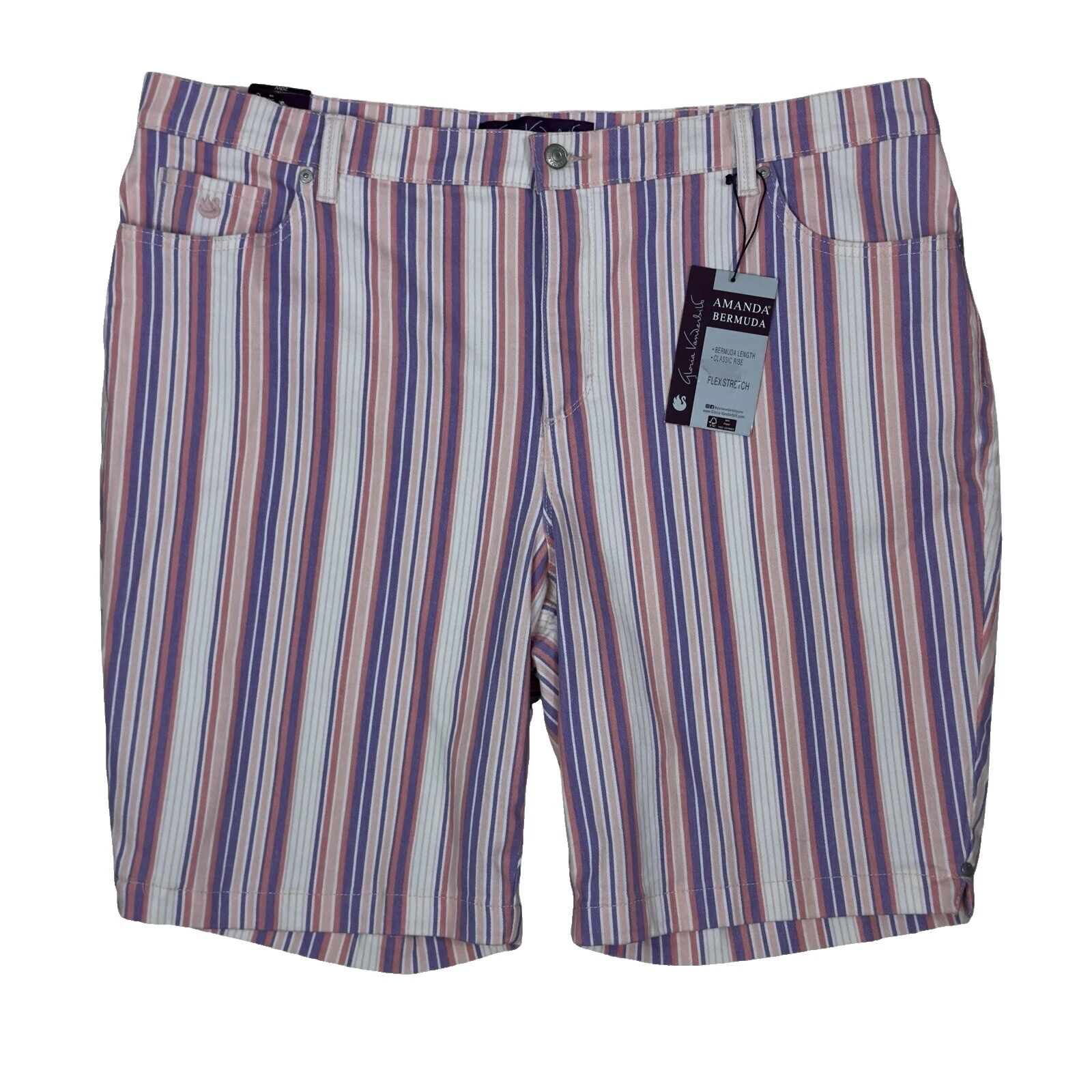 Pantalones cortos a rayas Casual Gloria Vanderbilt para Mujeres