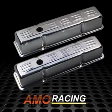 Chrome Tall Valve Covers 383 Logo Fit SBC Small Block Chevy 283 327 400 58-86