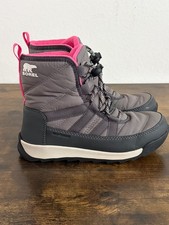 SOREL Girl 1 Waterproof Winter Snow Boots Gray Black Pink Insulated
