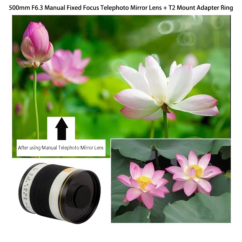 Fixed Focus 500mm F6.3 Telephoto Manual Mirror Lens With T2 Mount Adapter Ring f - Image 3 of 4