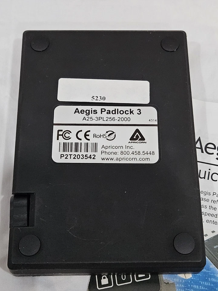 Apricorn Aegis Padlock 3 USB 3.0 2TB External Hard Drive – Model A25-3PL256-2000 - Image 4 of 4