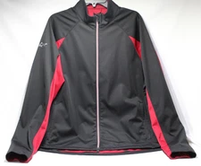 Greg Norman Mens Zip Front Windbreaker Jacket Black / Red   M