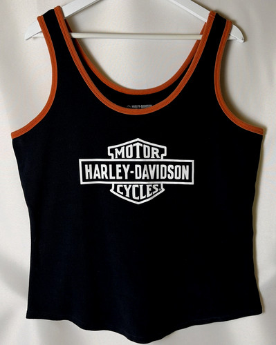 Women’s Harley Davidson Black/Orange HD Logo Tank Top Size 2XL