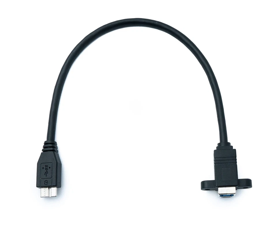 SYSTEM-S USB 3.0 Kabel 30 cm Micro B Stecker zu Typ B Stecker Panel Mount - Bild 2 von 4