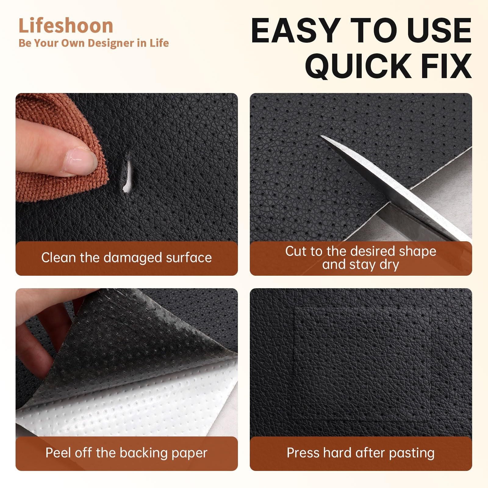 Lifeshoon Leather Repair Patch, 17X79 Inch Breathable Perforated Self Adhesiv...