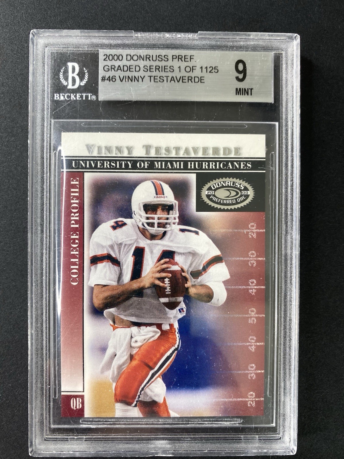 2000 Donruss Preferred QBC Graded Series /1125 Vinny Testaverde #46 BGS 9 