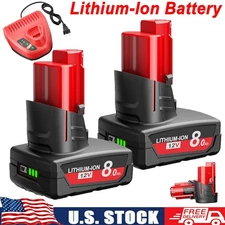 For Milwaukee Replace For M12 LITHIUM 8.0AhExtended Capacity Battery NEW/Charger