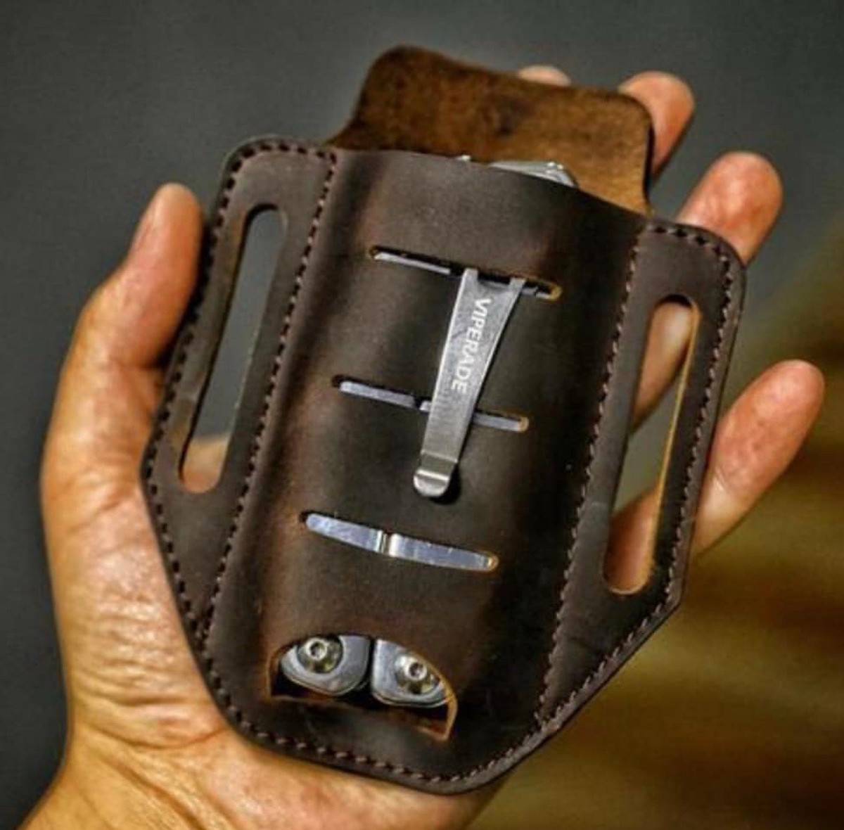 Cuchillo de Bolsillo LeatherMan Hoja Plegable Funda Multiherramienta EDC Cinturón Organizador